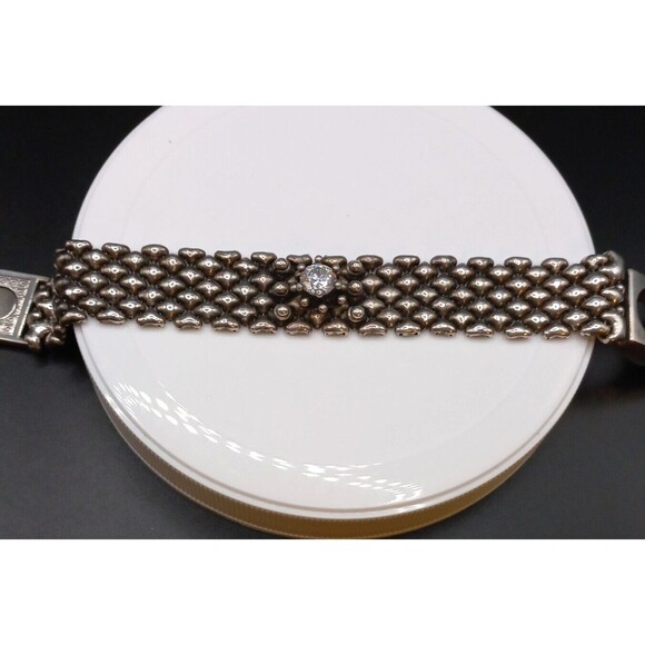 Sergio Gutierrez Liquid Metal Silver Mesh Cuff Bracelet Signed SG - Picture 3 of 14